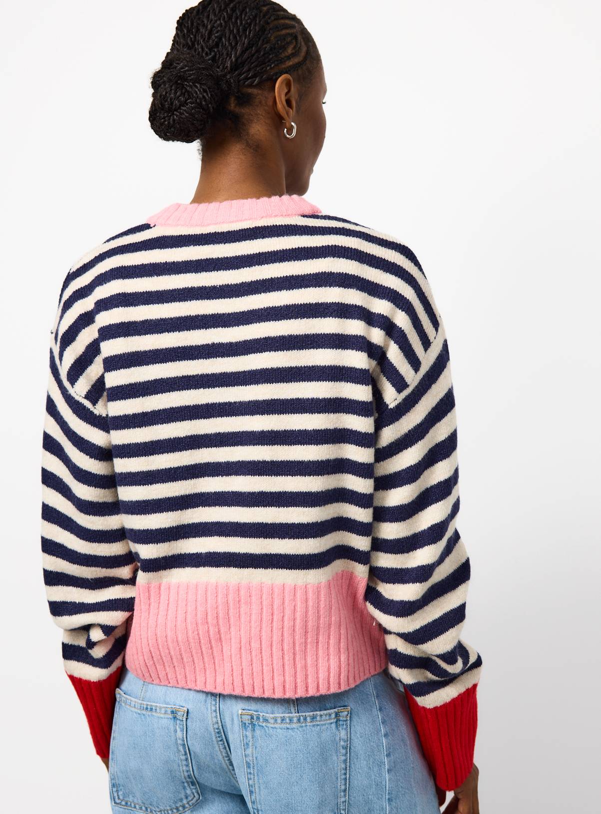 Multi Colour Block Print Deep Rib Jumper L - Image 4